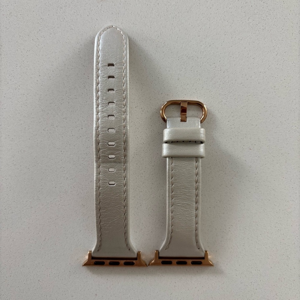 38/40/41 MM metallic silver Apple Watch leather straps